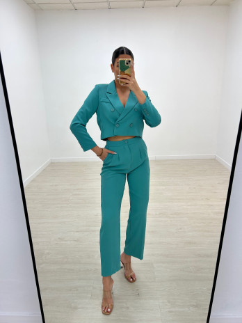 TRAJE CROP EXCLUSIVO TURQUESA