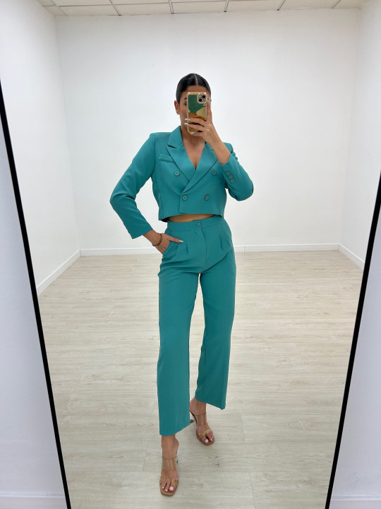 TRAJE CROP EXCLUSIVO TURQUESA