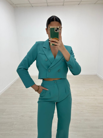 TRAJE CROP EXCLUSIVO TURQUESA