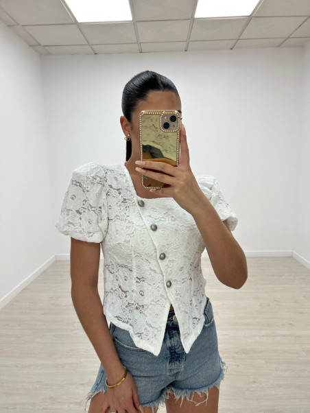 BLUSA ENCAJE BOTONES BLANCA