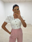 BLUSA ENCAJE BOTONES BLANCA BLUSA ENCAJE BOTONES BLANCA