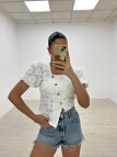 BLUSA ENCAJE BOTONES BLANCA BLUSA ENCAJE BOTONES BLANCA