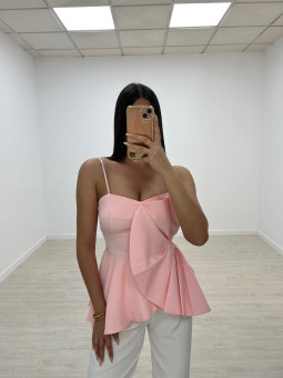 TOP ASIMÉTRICO FLOR ROSA