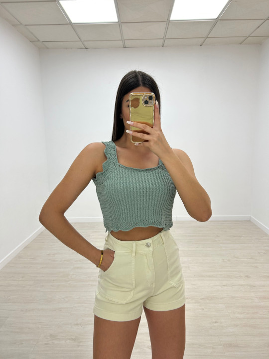 TOP CROCHET LISO VERDE