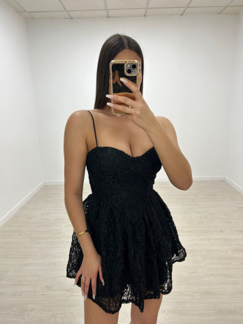 VESTIDO MINI ENCAJE EXCLUSIVO NEGRO