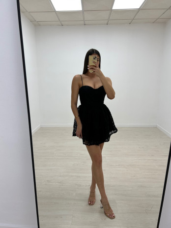 VESTIDO MINI ENCAJE EXCLUSIVO NEGRO