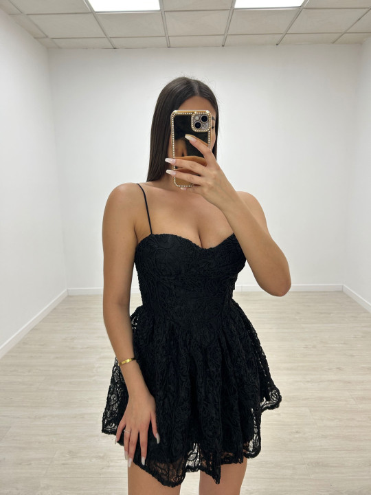 VESTIDO MINI ENCAJE EXCLUSIVO NEGRO
