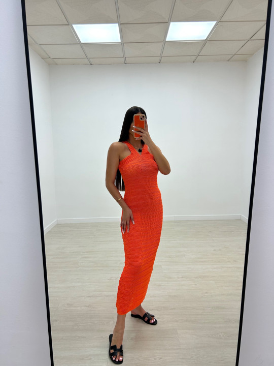 VESTIDO LARGO HILO NARANJA