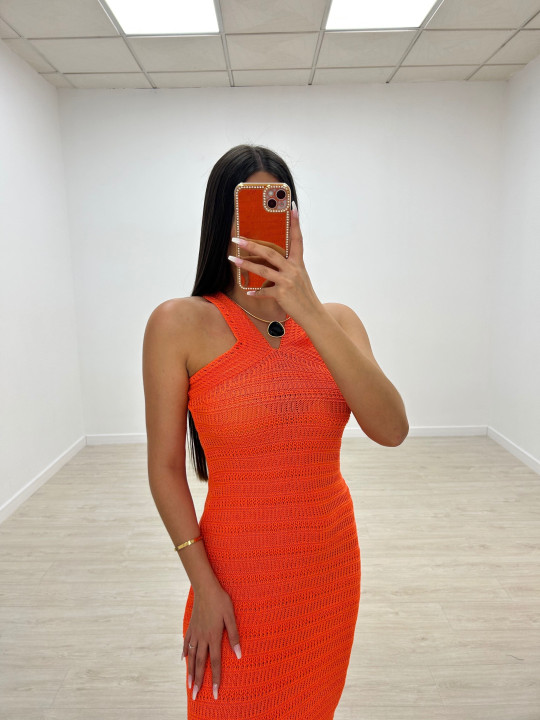 VESTIDO LARGO HILO NARANJA