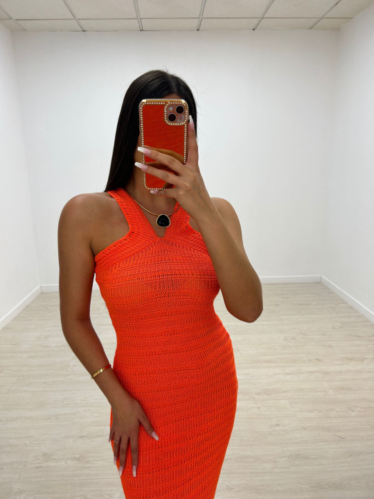 VESTIDO LARGO HILO NARANJA