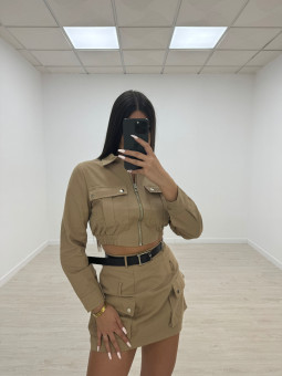 CONJUNTO FALDA+CHAQUETA CARGO CAMEL