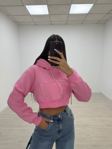 SUDADERA CROP ROSA