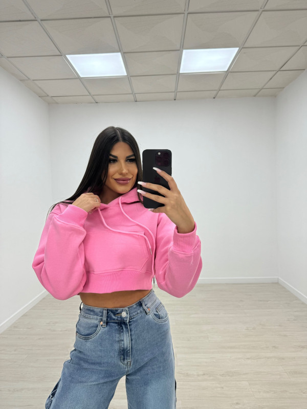 SUDADERA CROP ROSA