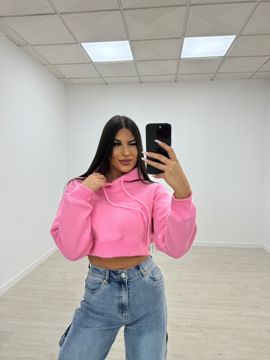 SUDADERA CROP ROSA