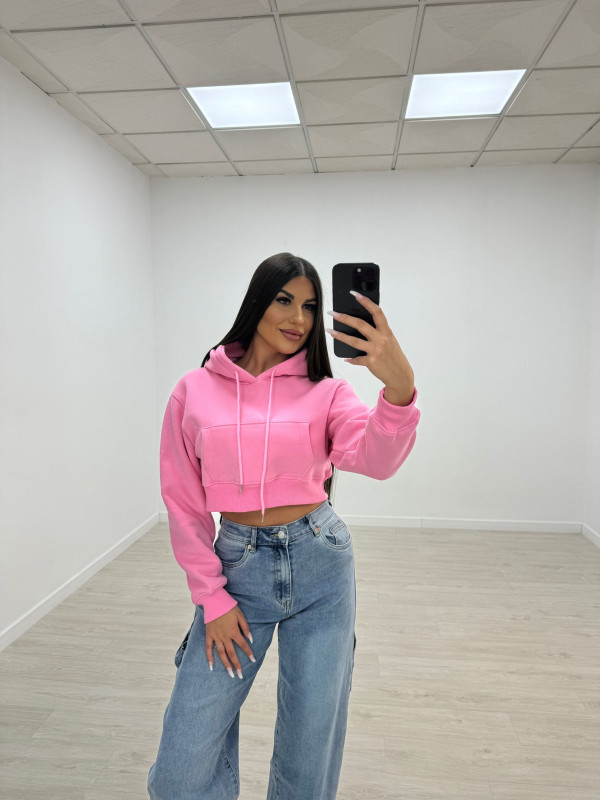 SUDADERA CROP ROSA