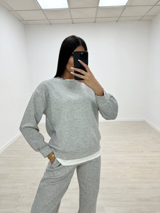 SUDADERA OVERSIZE DETALLE GRIS