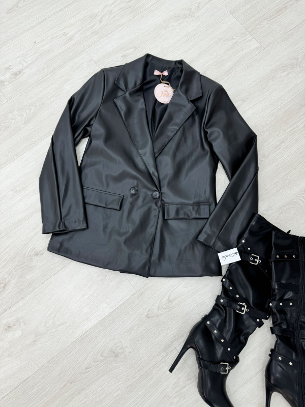 BLAZER OVERSIZE POLIPIEL NEGRA