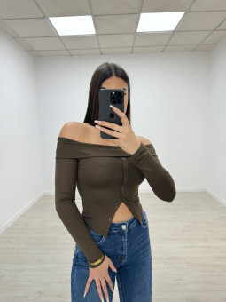 TOP ALGODÓN BOTONES MARRÓN