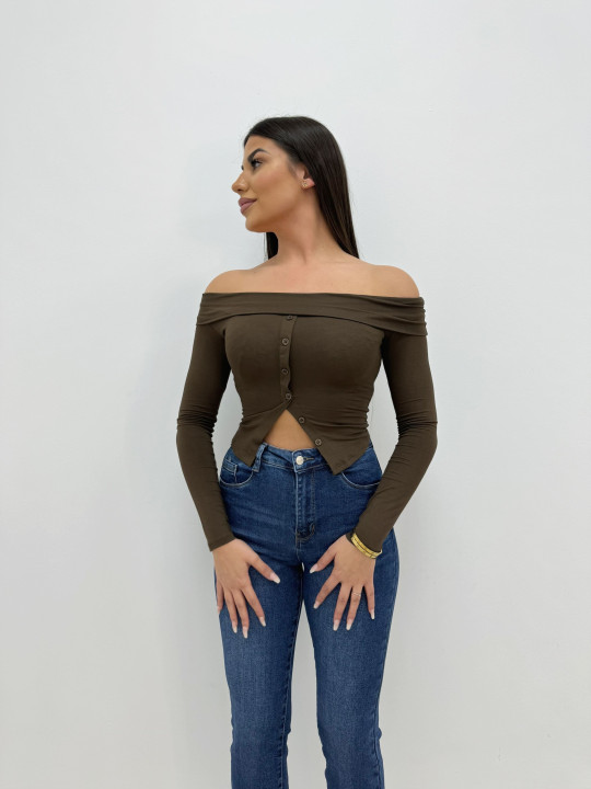 TOP ALGODÓN BOTONES MARRÓN