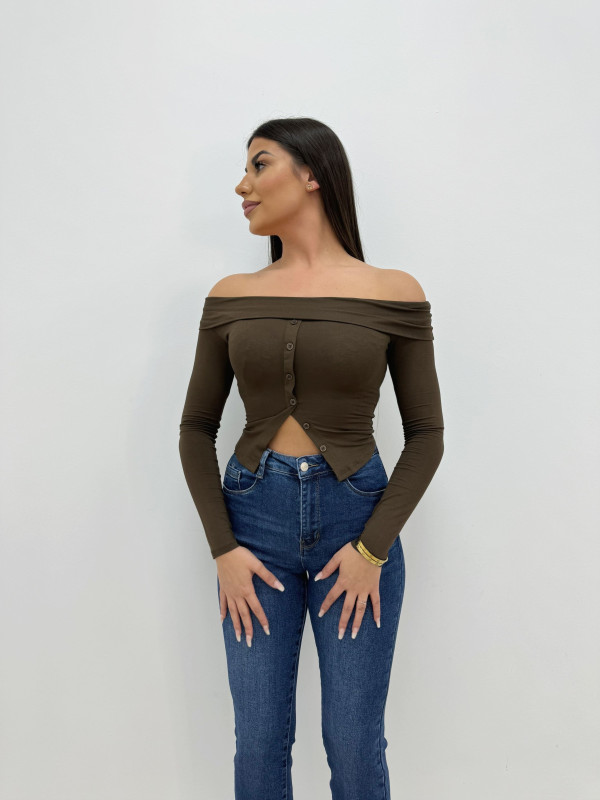 TOP ALGODÓN BOTONES MARRÓN