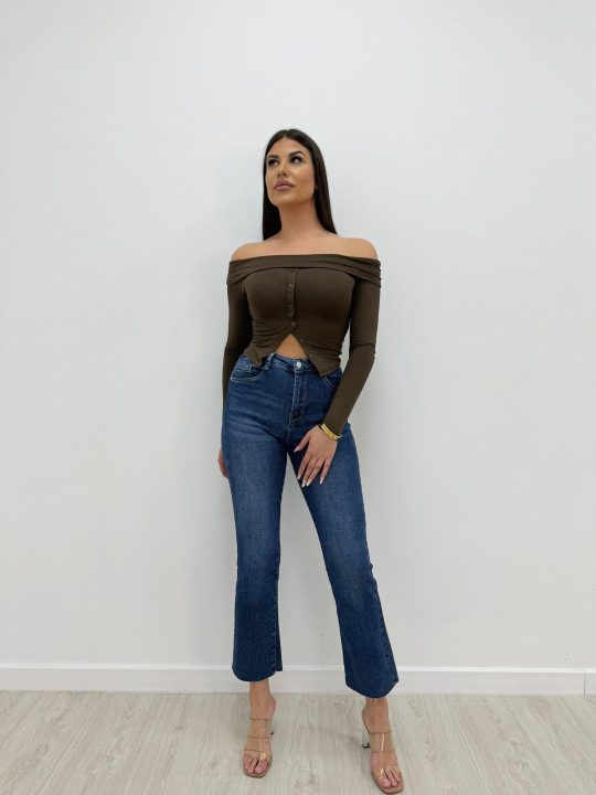 TOP ALGODÓN BOTONES MARRÓN