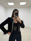 BLAZER CROP TERCIOPELO JOYA NEGRA