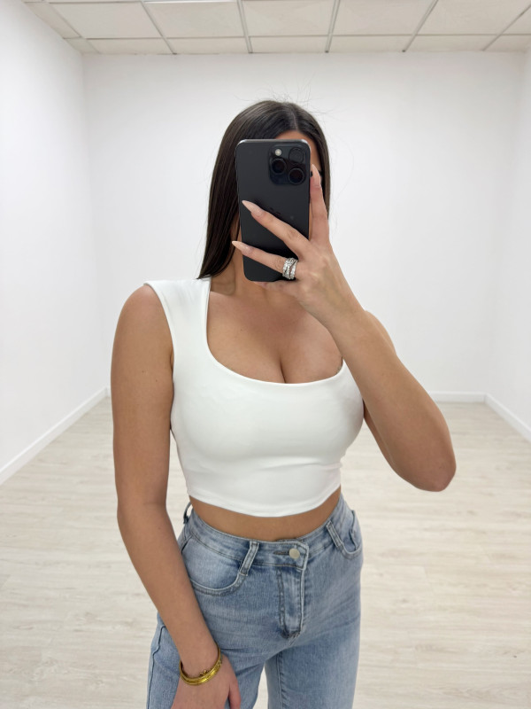 TOP CROP LICRA BLANCO