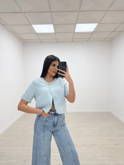 BLAZER TWEED CHANEL CELESTE