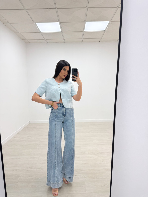 BLAZER TWEED CHANEL CELESTE