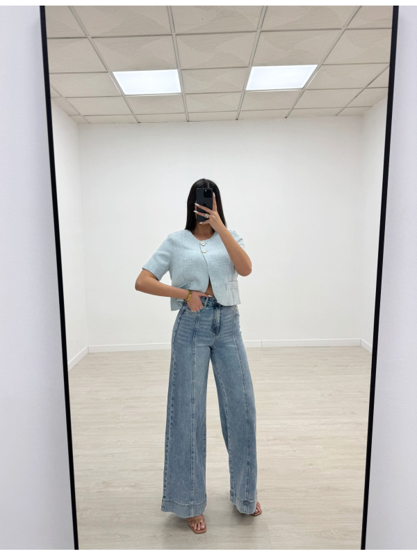 BLAZER TWEED CHANEL CELESTE