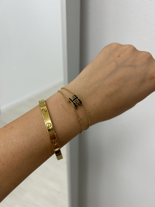 PULSERA H DE HERMS NEGRA
