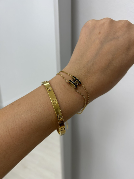 PULSERA H DE HERMS NEGRA