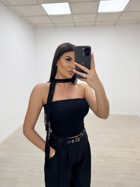 TOP BANDA LAZADA ENCAJE NEGRO