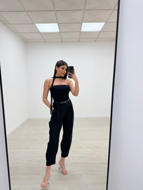 TOP BANDA LAZADA ENCAJE NEGRO