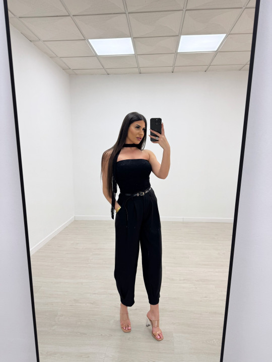 TOP BANDA LAZADA ENCAJE NEGRO