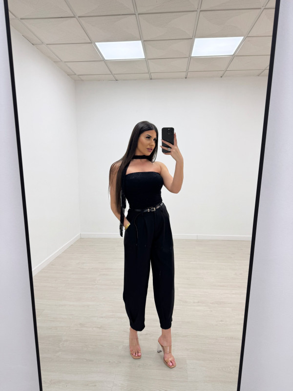 TOP BANDA LAZADA ENCAJE NEGRO