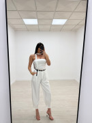 TOP BANDA LAZADA ENCAJE BLANCO