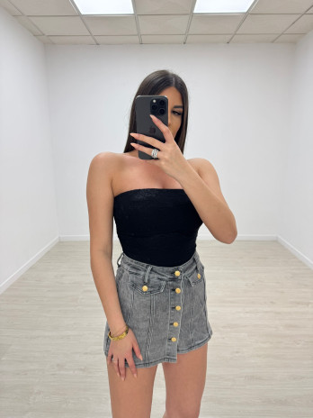 FALDA PANTALÓN DENIM BOTONES GRIS