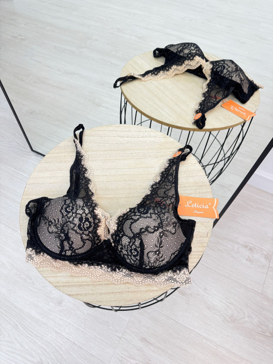 SUJETADOR LETICIA NEGRO Y BEIGE