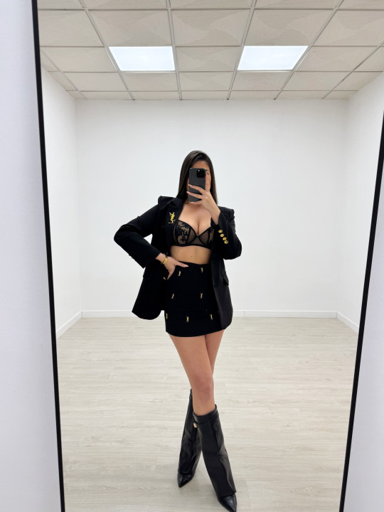 TRAJE FALDA YSL NEGRO