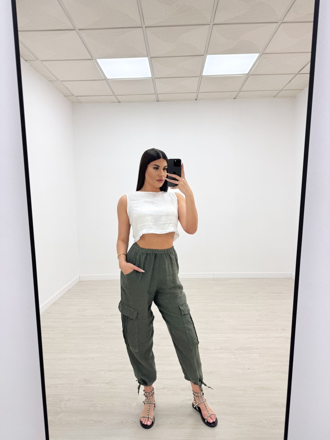BLUSA CROP LINO BLANCA