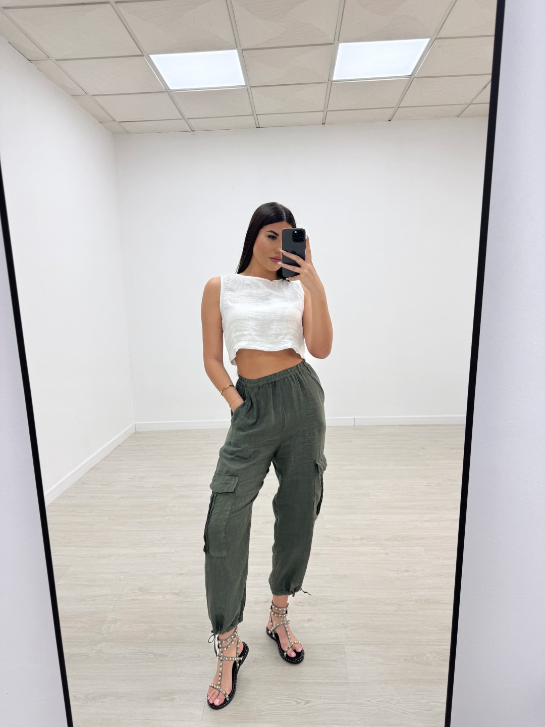 BLUSA CROP LINO BLANCA