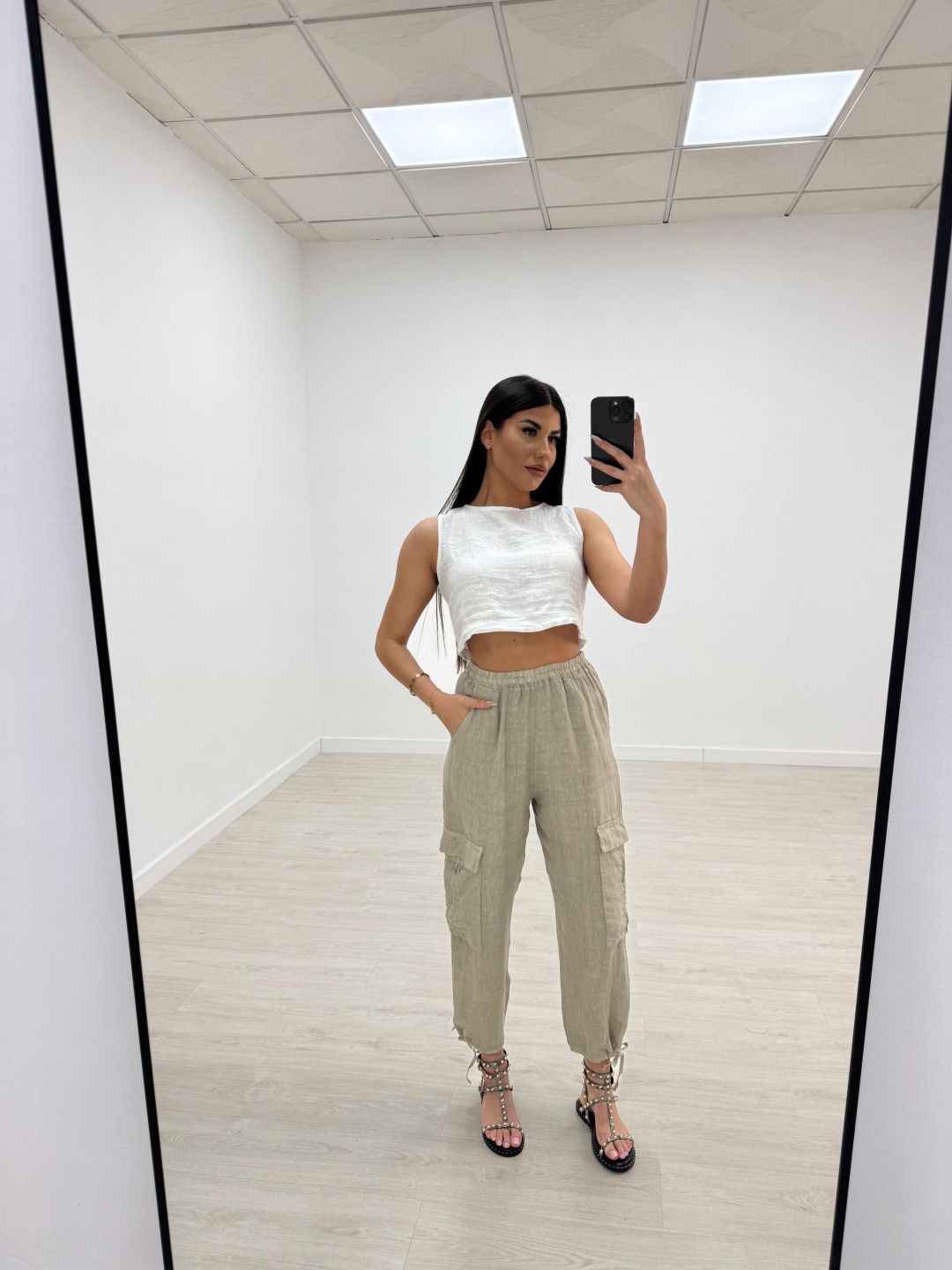 BLUSA CROP LINO BLANCA