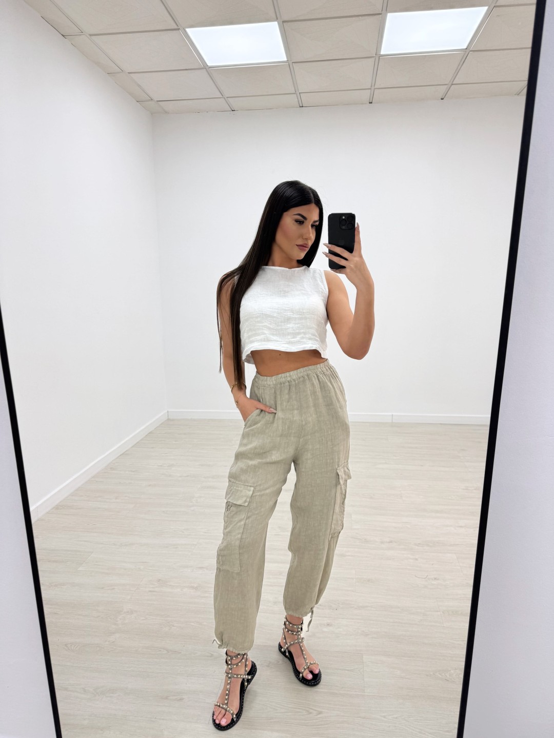 BLUSA CROP LINO BLANCA