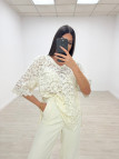 CAMISETA OVERSIZE ENCAJE BEIGE CAMISETA OVERSIZE ENCAJE BEIGE