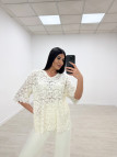 CAMISETA OVERSIZE ENCAJE BEIGE CAMISETA OVERSIZE ENCAJE BEIGE