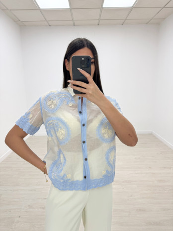 CAMISA RELIEVE CELESTE