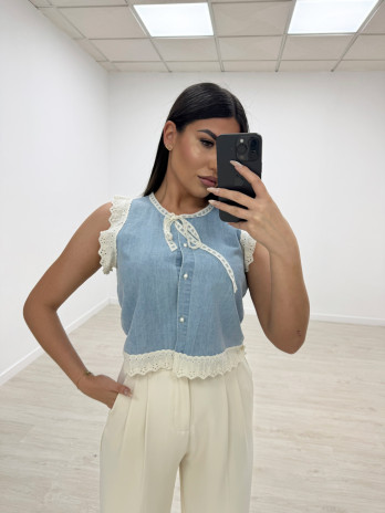 CAMISA DENIM PUNTILLA