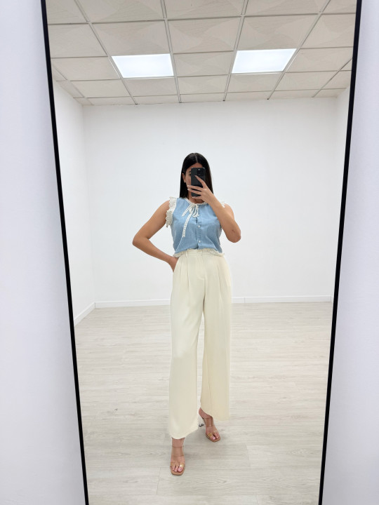 CAMISA DENIM PUNTILLA