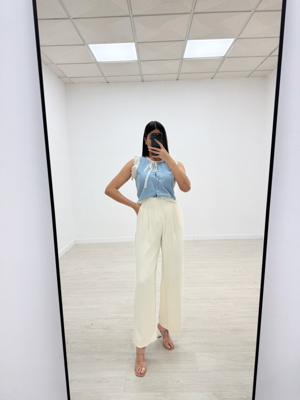 CAMISA DENIM PUNTILLA